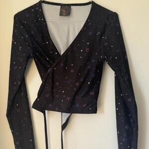 Goth wrap top shirt size S, Gothic astrology long sleeve tops like new Too Fast